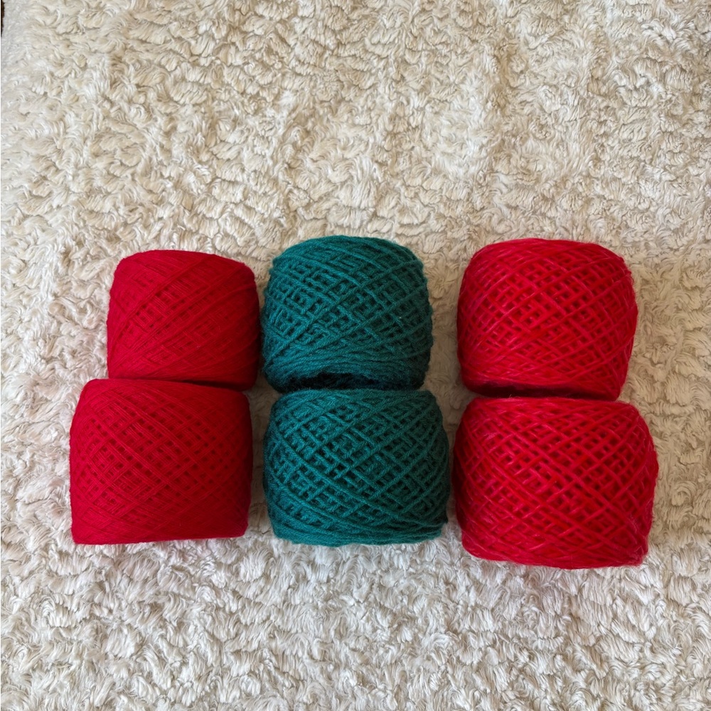 Red and Turquoise Yarn Lot